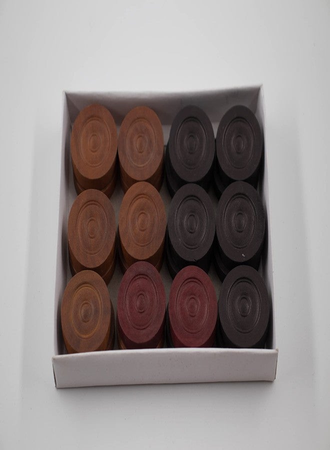 سينكو قطع لعبة الكاروم الخشبية من سينكو فينيت، 24 قطعة (11 قطعة بنية، 11 قطعة سوداء، 2 قطعة حمراء) - Image 1